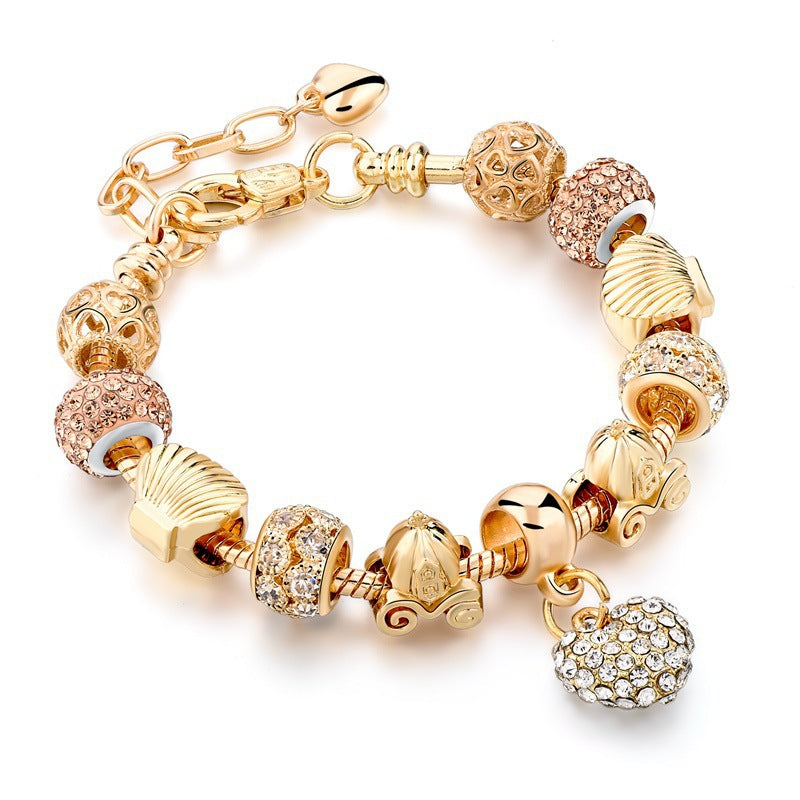 Gold-plated heart beaded bracelet