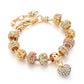 Gold-plated heart beaded bracelet