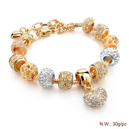 Gold-plated heart beaded bracelet