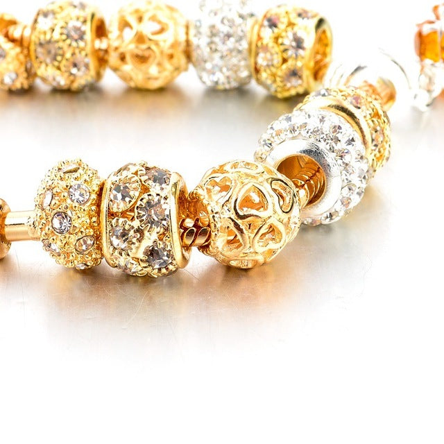 Gold-plated heart beaded bracelet